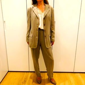 Calvin Klein Vintage Silk Taupe Suit